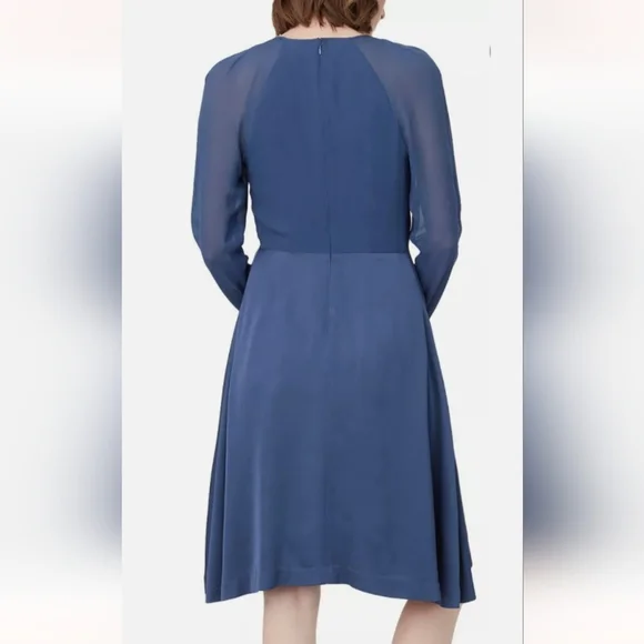Club Monaco Rokinsa Silk Midi Dress | Blue | - Picture 5 of 5